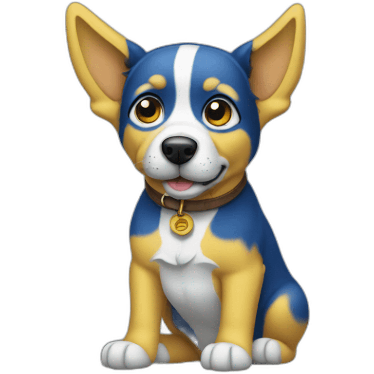 yellow and blue dog emoji