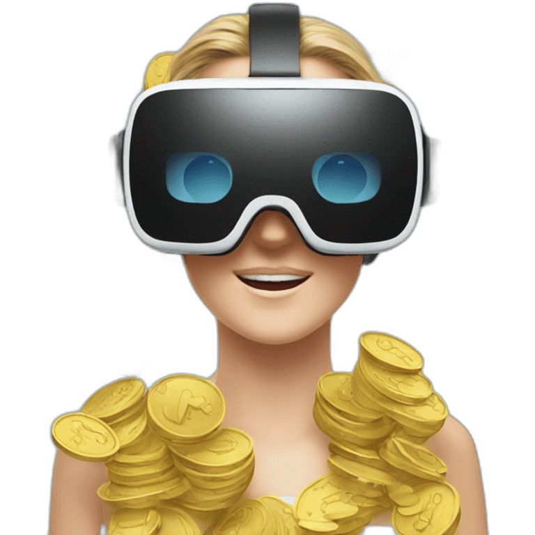 vr headset on coins emoji