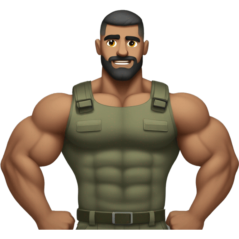 Bodybuilder hairy biceps with military haircut  emoji