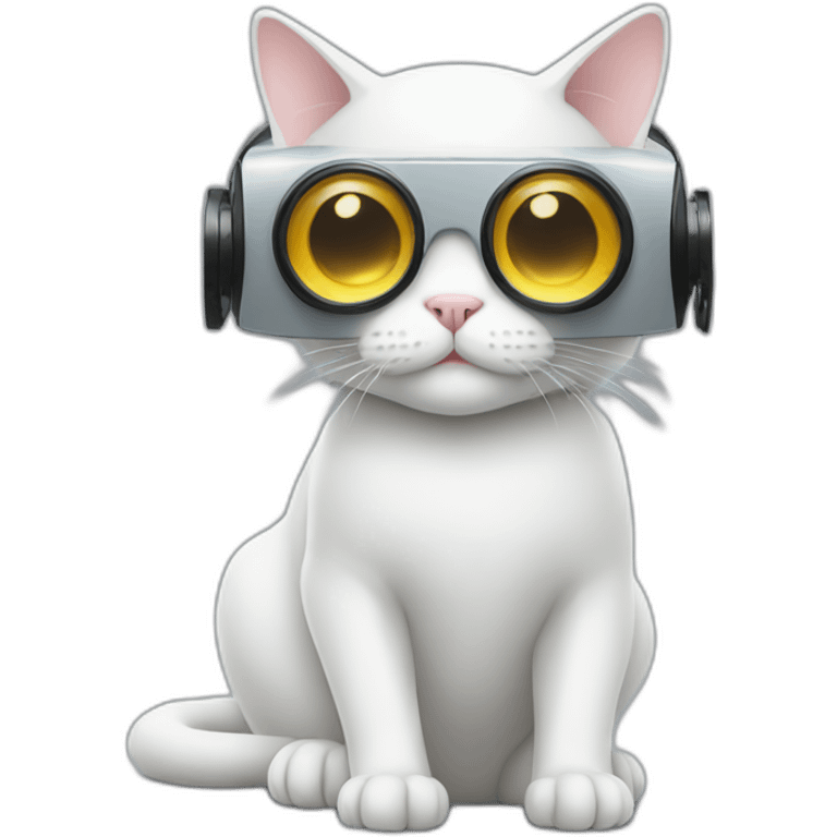 sitting white cat in vr headset emoji