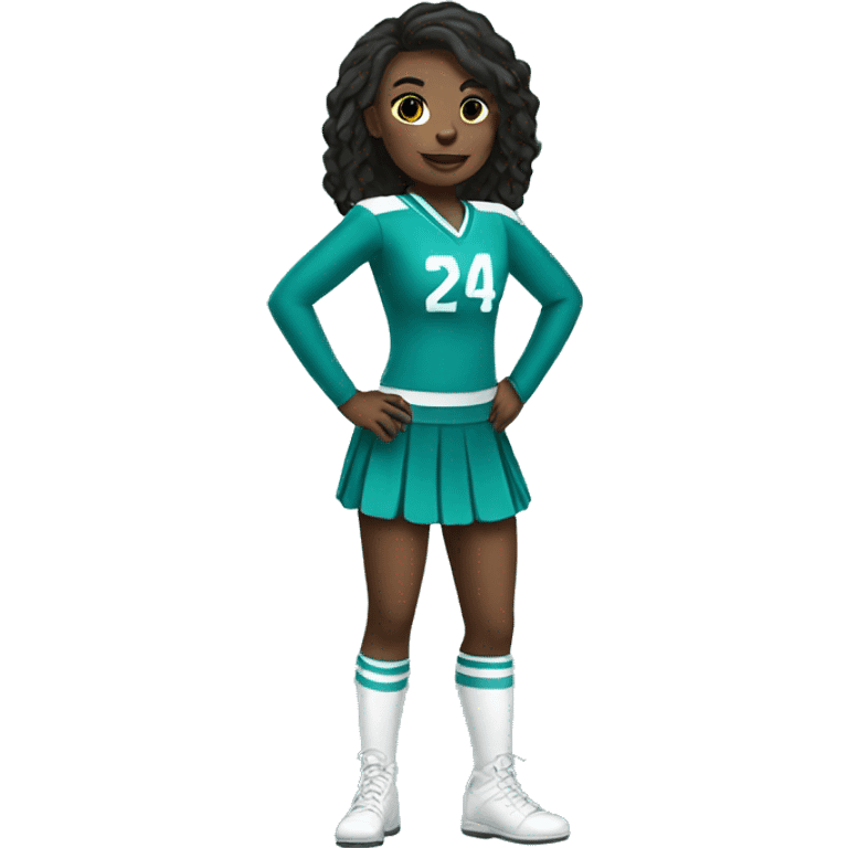 cheerleader wearing teal uniform emoji