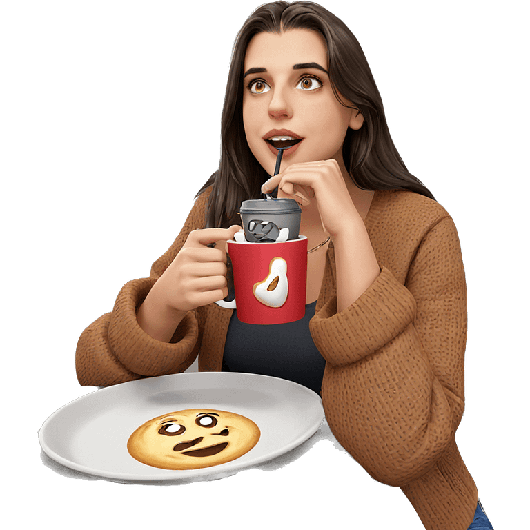 girl enjoying coffee in cafe emoji