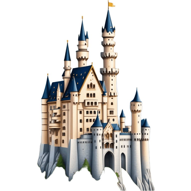 Cinematic Realistic Neuschwanstein Castle Landmark Emoji, depicted as the fairy‚Äêtale castle set against a mountainous backdrop rendered with dramatic lighting and intricate textures. emoji