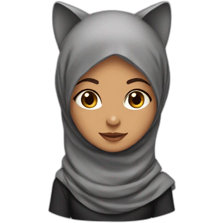 hijab girl with a cat on head emoji