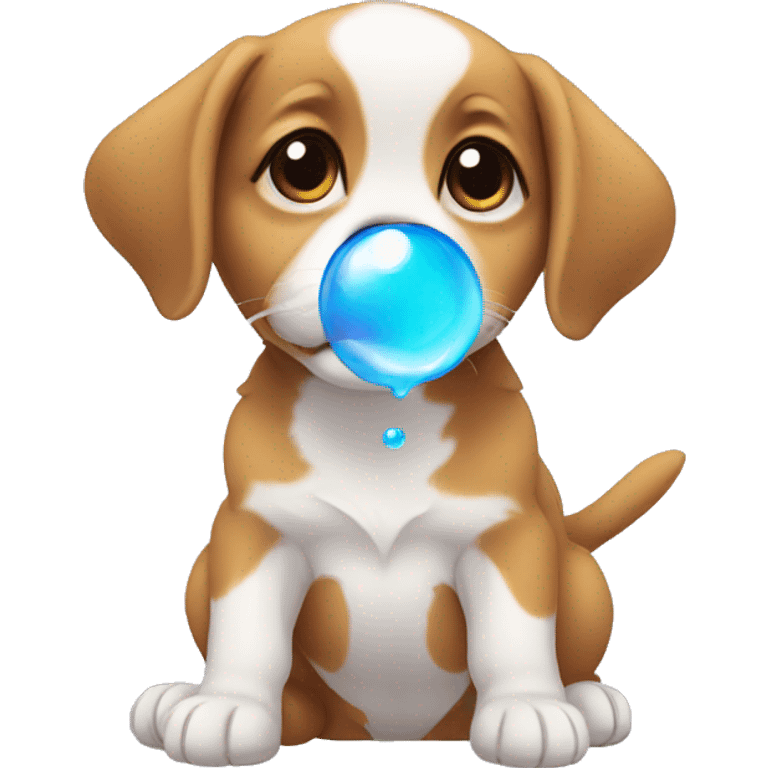 puppy blowing a bubble emoji