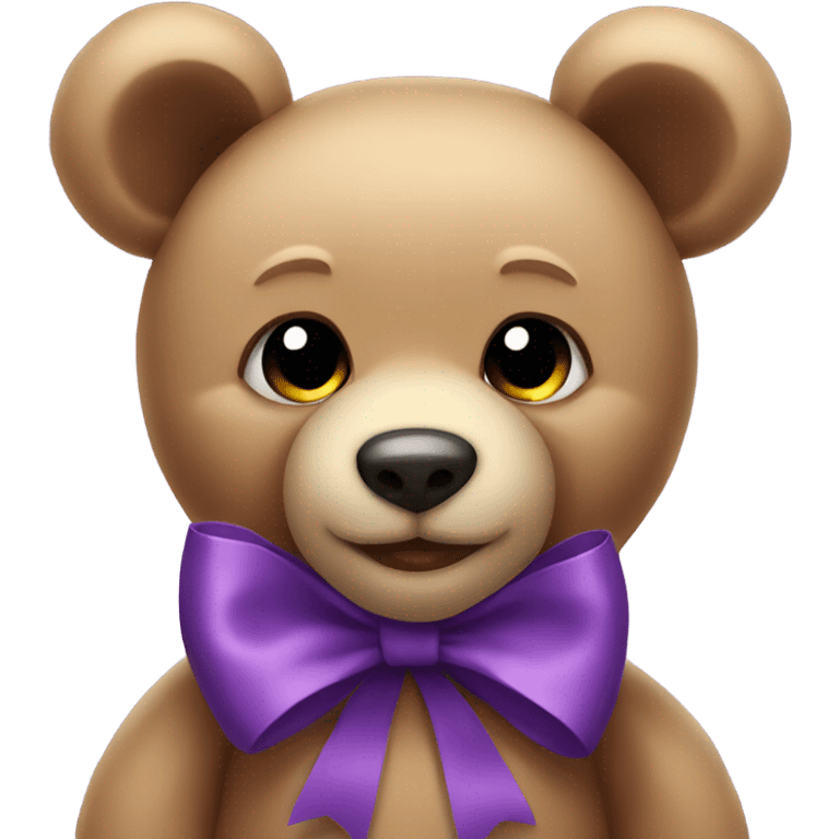 teddy bear with purple bow near ear emoji