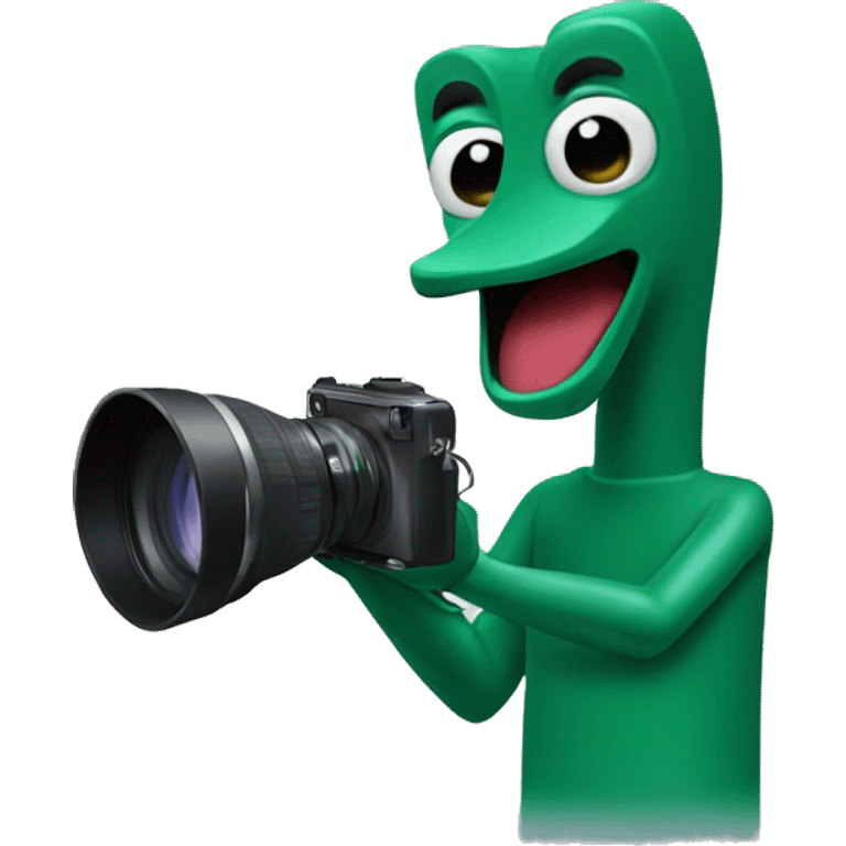 Gumby holding camera emoji