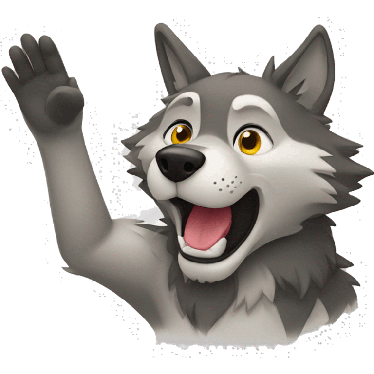 wolf waving hand emoji