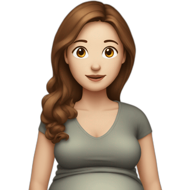 pregnant woman white skin, brown hair emoji