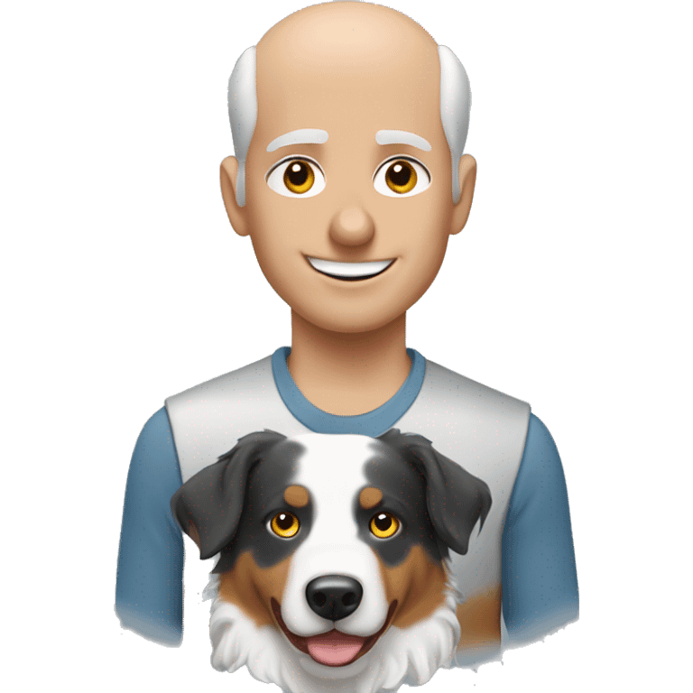 Bald man with Merle Australian shepherd dog emoji