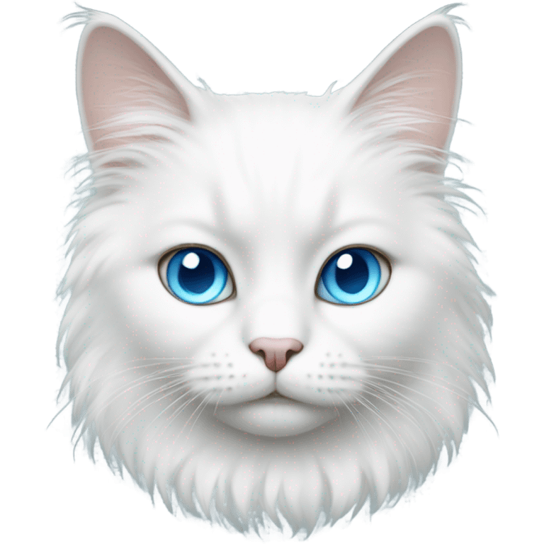 white fluffy cat with light blue eyes  emoji