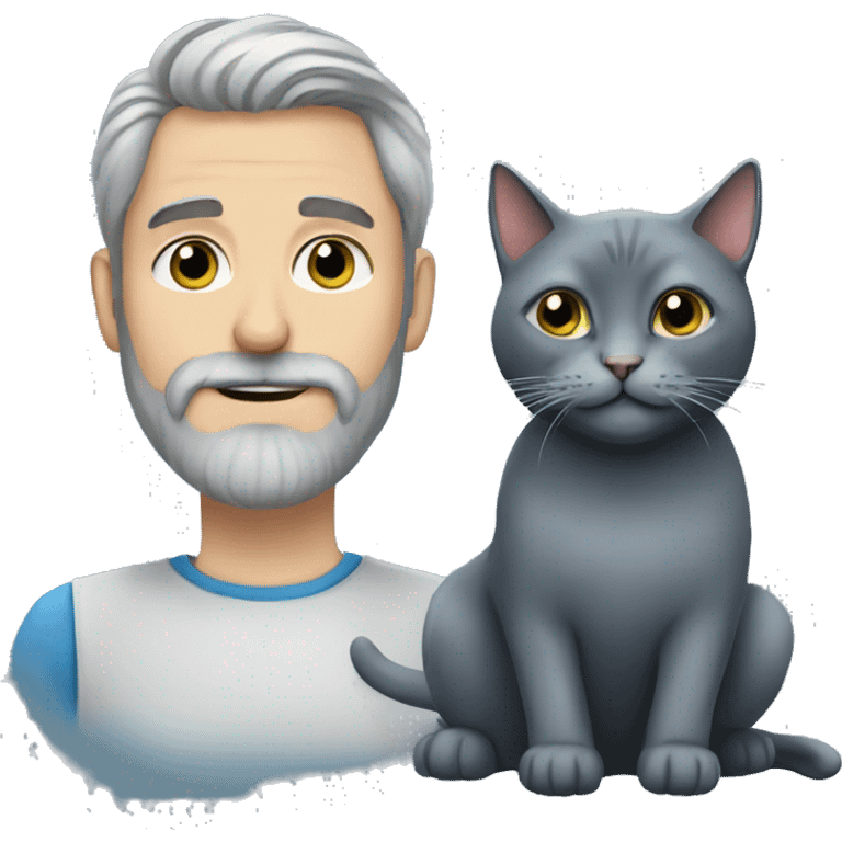 Top Beard man with russian blue cat emoji