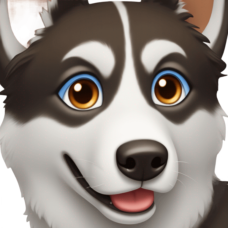 One black husky one red husky emoji