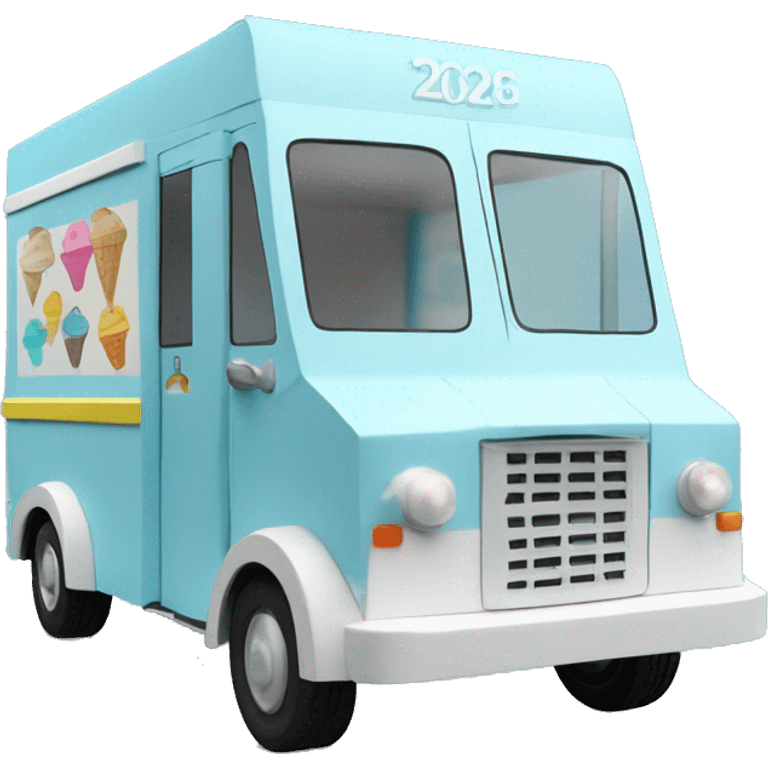 papercraft, 2026 pearl-blue ice-cream step van emoji