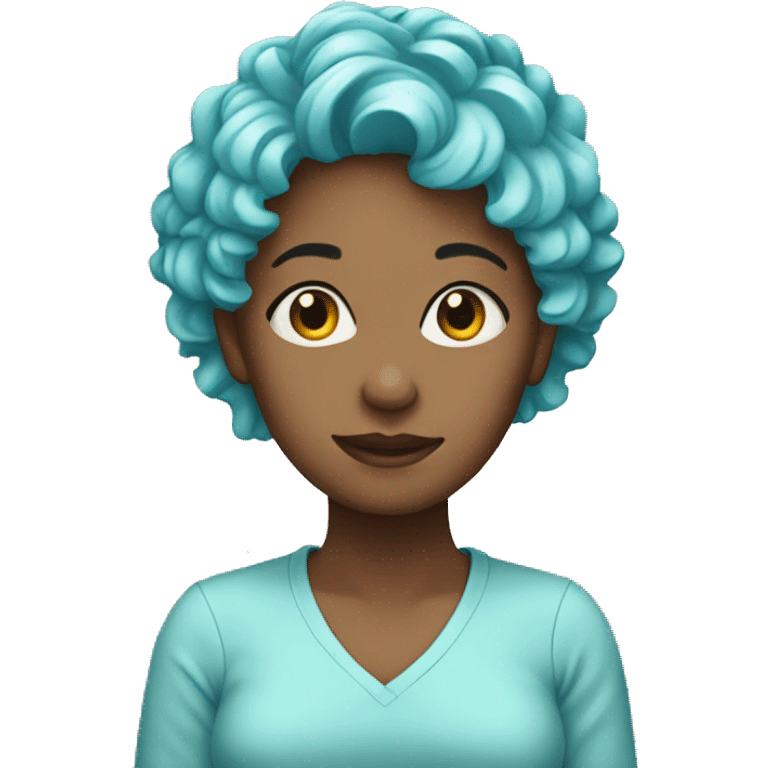 woman-cyan-ruffled hair emoji