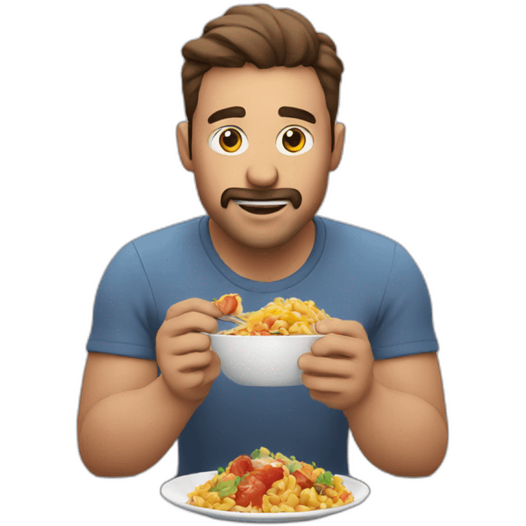 Man eating a home kit meal emoji