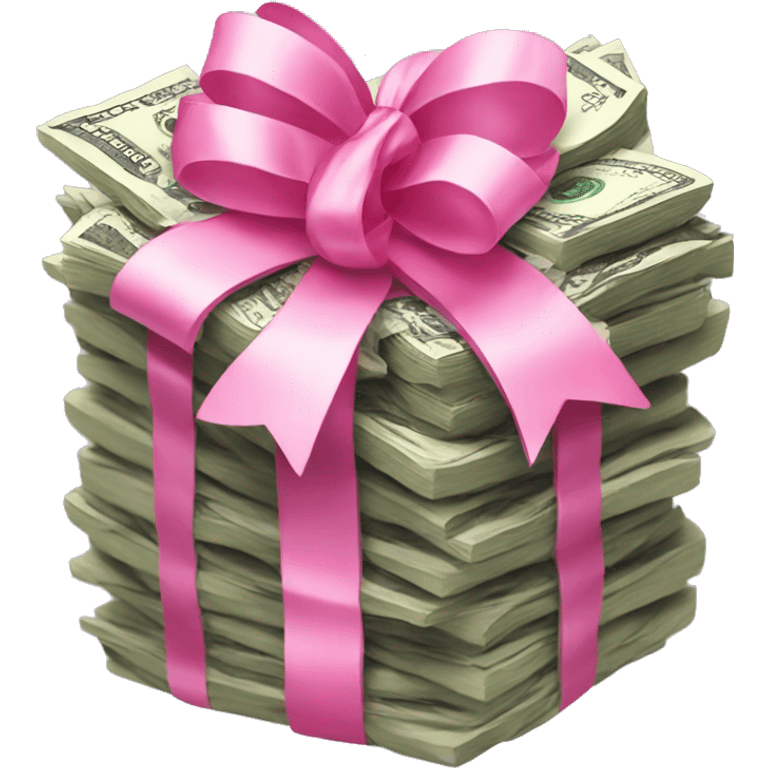 Stack of money with pink bow  emoji