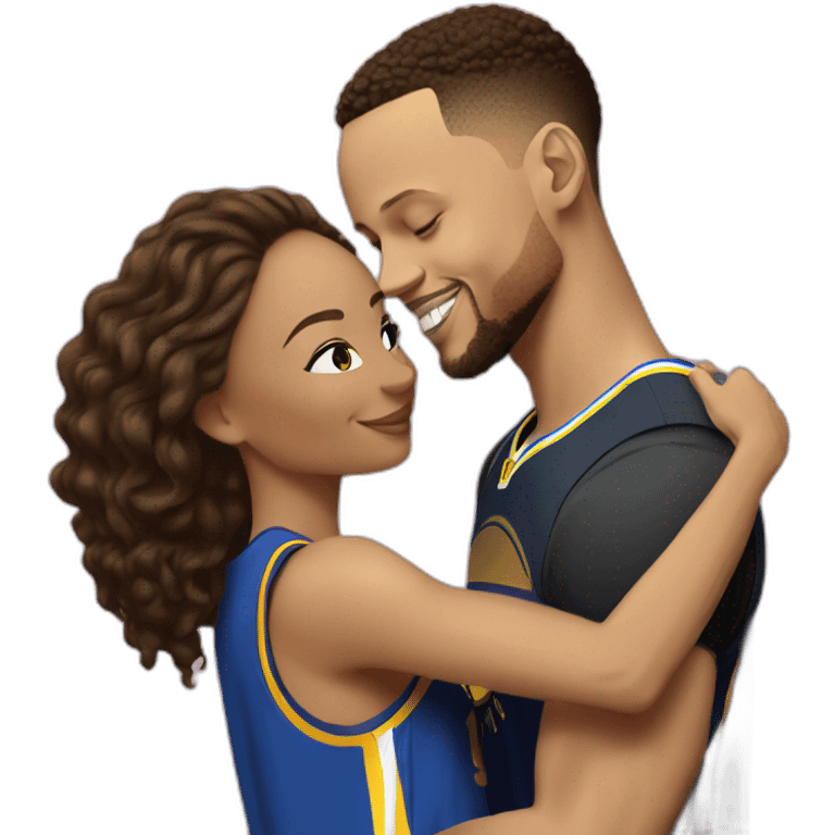 Steph Curry, hugging short lightskin woman in designer clothes emoji