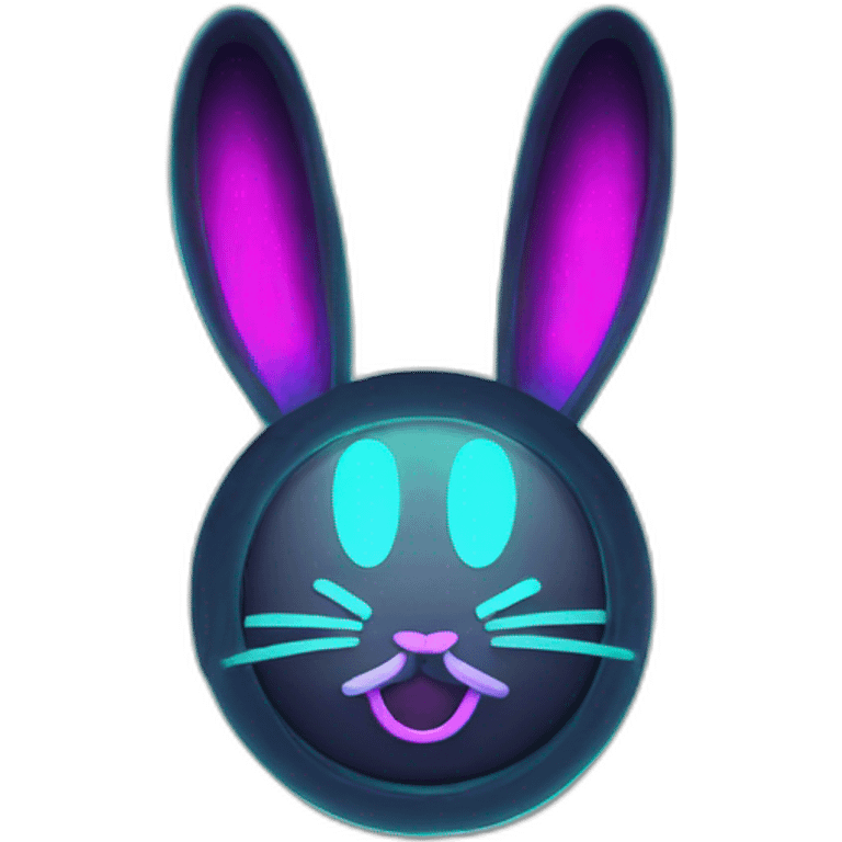 neon rabbit clock emoji