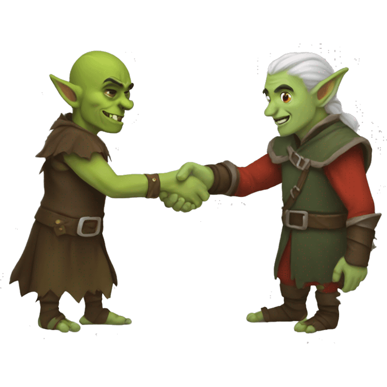 orc and elf shacking hands emoji