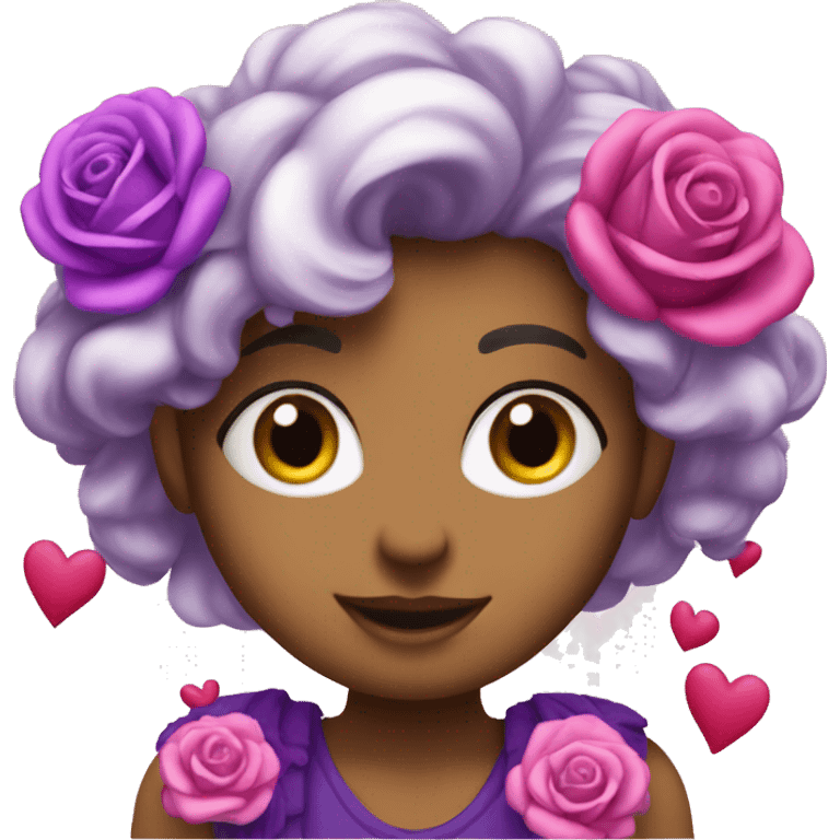 Make my name Rawan with roses and hearts in pink and purple emoji