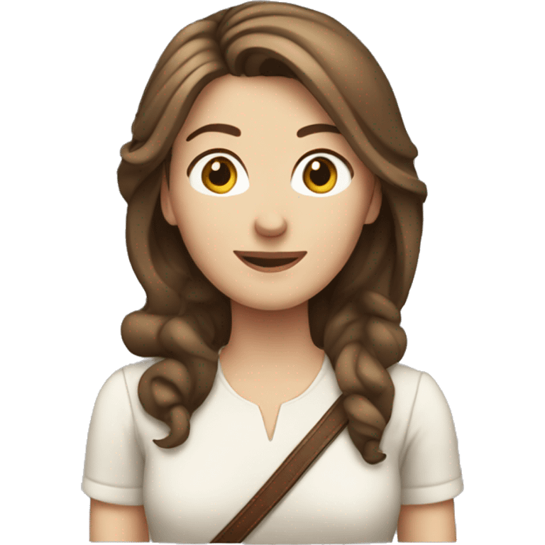 Woman with fair skin and brown hair happy equestrian  emoji