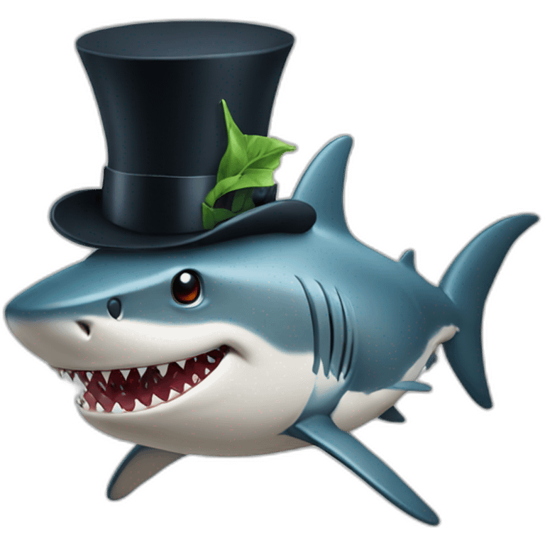 Shark with a top hat emoji