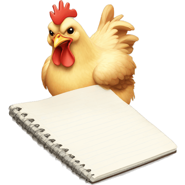 chicken writes in a notebook emoji