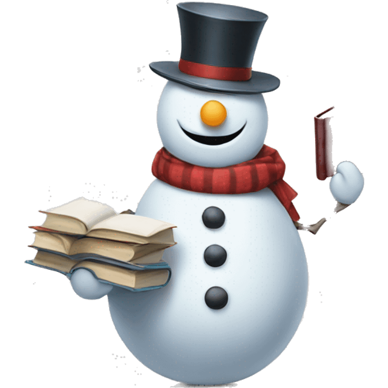 snowman holding books emoji