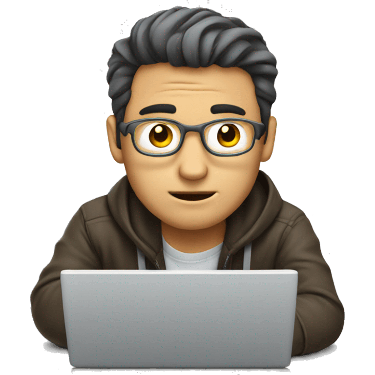 a guy thinking with a compuer emoji