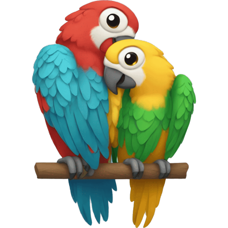 Two parrots hugging emoji