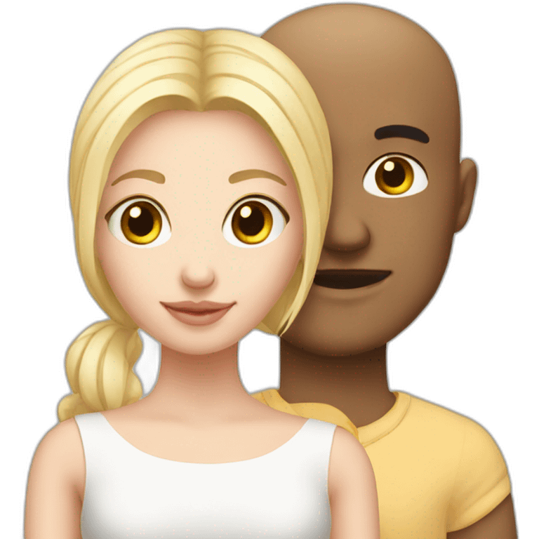 blonde cute girl with her bald boyfriend emoji