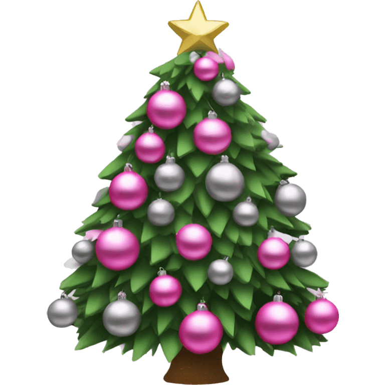 Christmas tree with pink and silver ball balls emoji