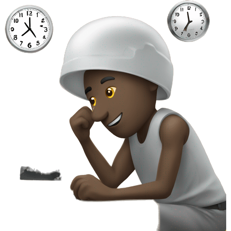 emoji color man working on pc with clock over the head to show work finished soon emoji