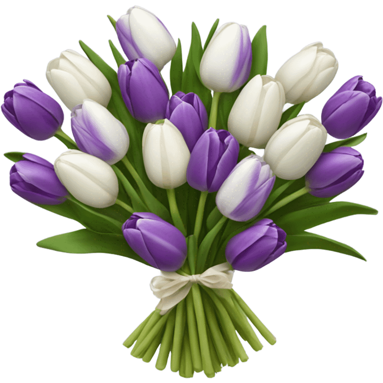 white and purple tulip bouquet  emoji