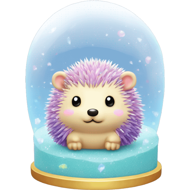 Kawaii rainbow pastel bedazzled hedgehog in an under the sea snow globe  emoji