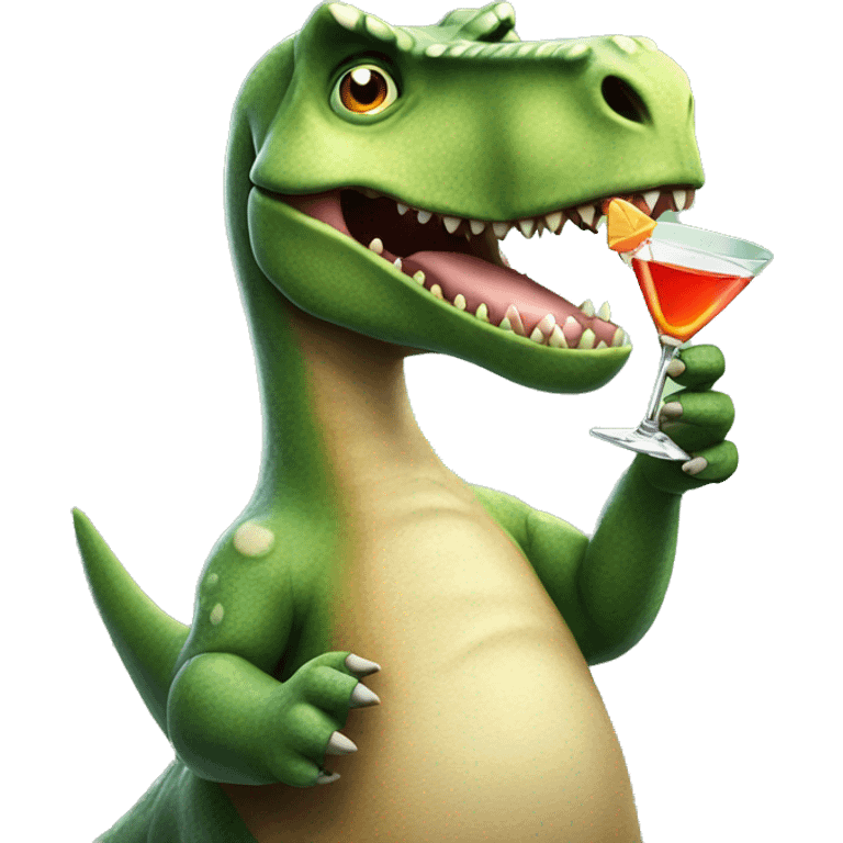 dinosaur holding a martini emoji