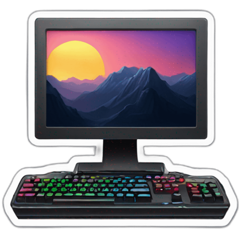 Gaming computer sticker with RGB light emoji