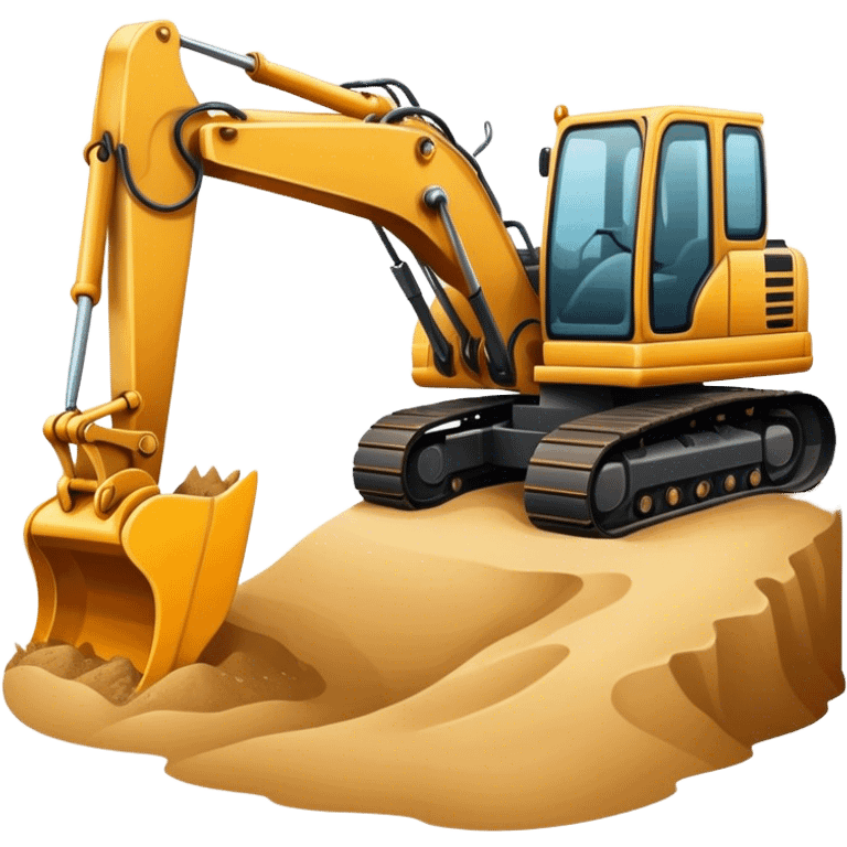 Excavator digging in the sand  emoji