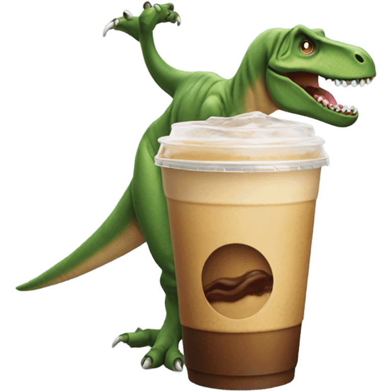 Trex drinking iced coffee  emoji