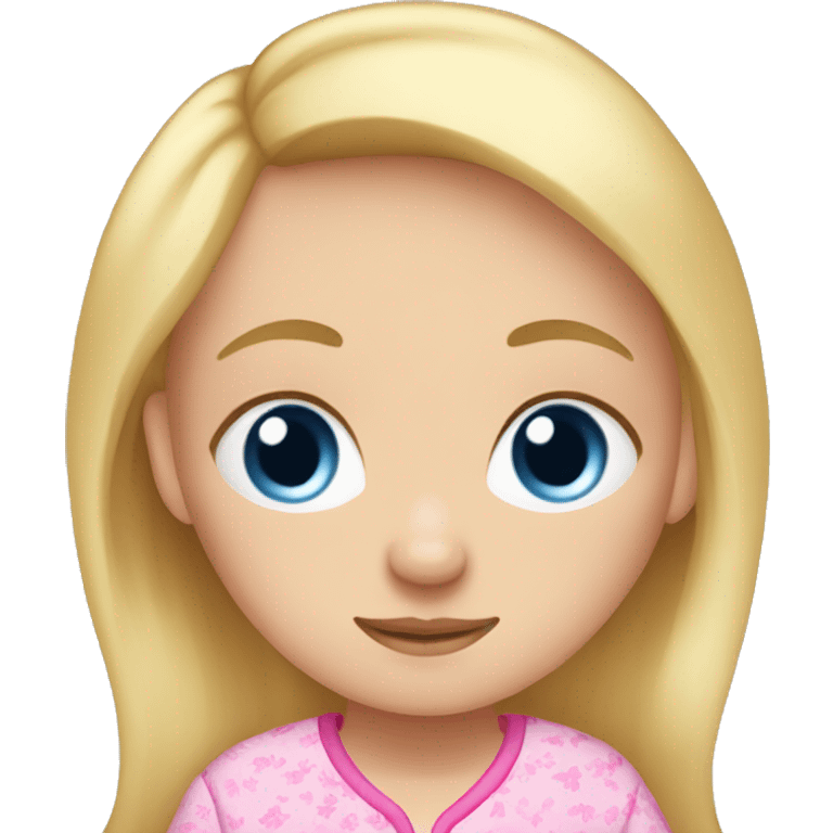 Blonde and blue eyed girl in pink pajamas going to sleep  emoji