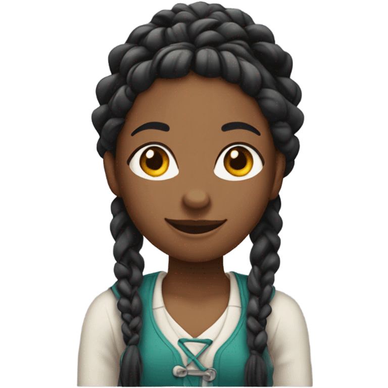 black female with braids winking emoji