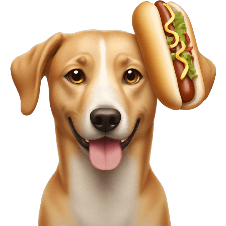 un chien qui mange un hot dog  emoji