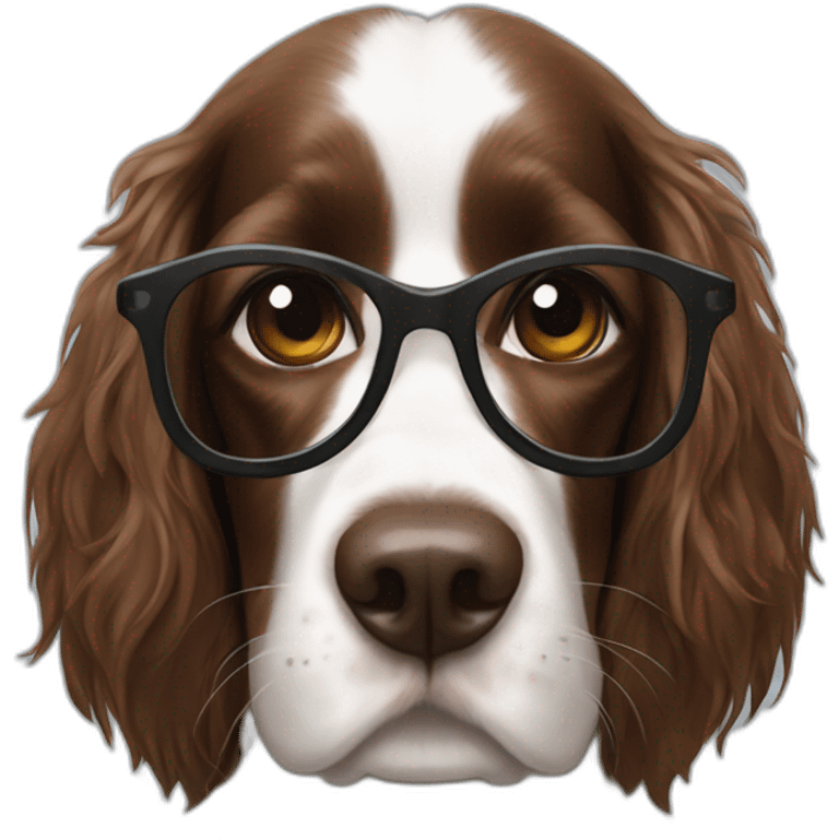 Springer spaniel and long hair woman with glasses  emoji