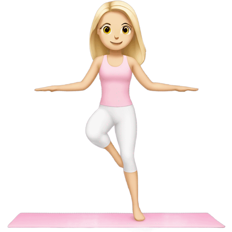 A blonde white Pilates girl in light pink clothes  emoji