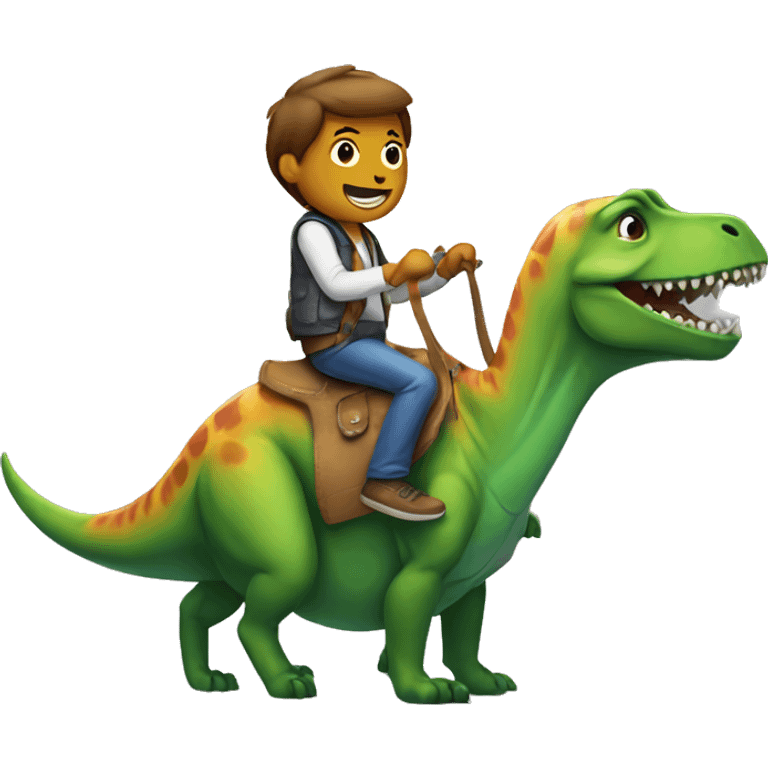 dog riding a dinosaur emoji