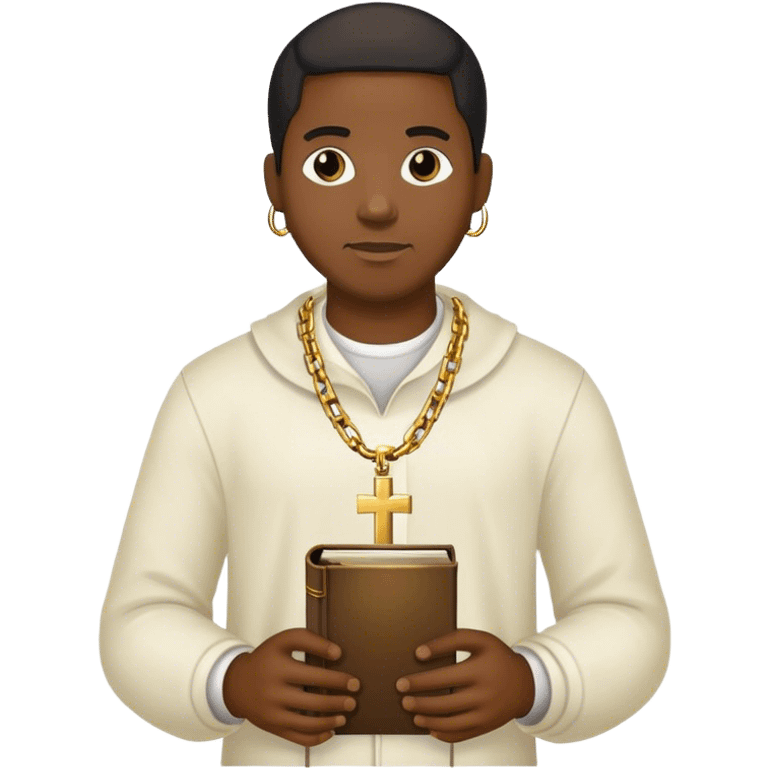 Rapper With Bible and chain on emoji