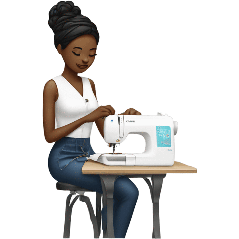 Black fashion designer sewing a dress emoji