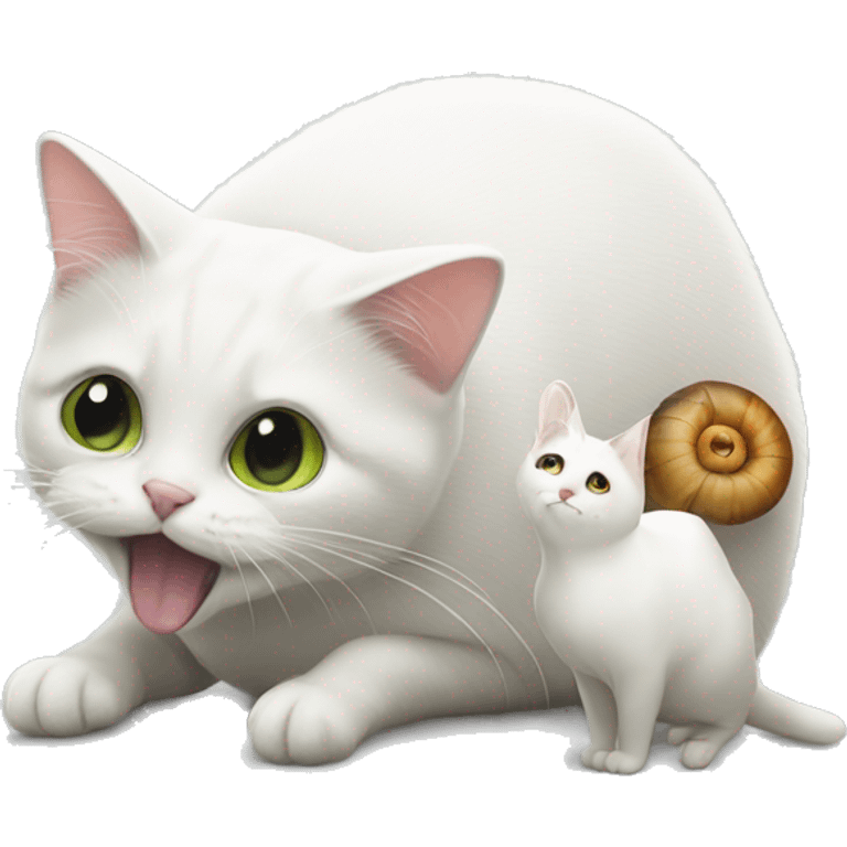 a slug petting a white cat emoji