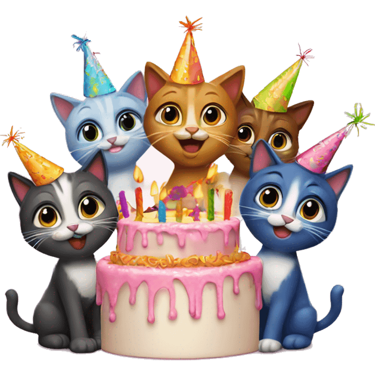 "4" cats celebrating birthdays emoji